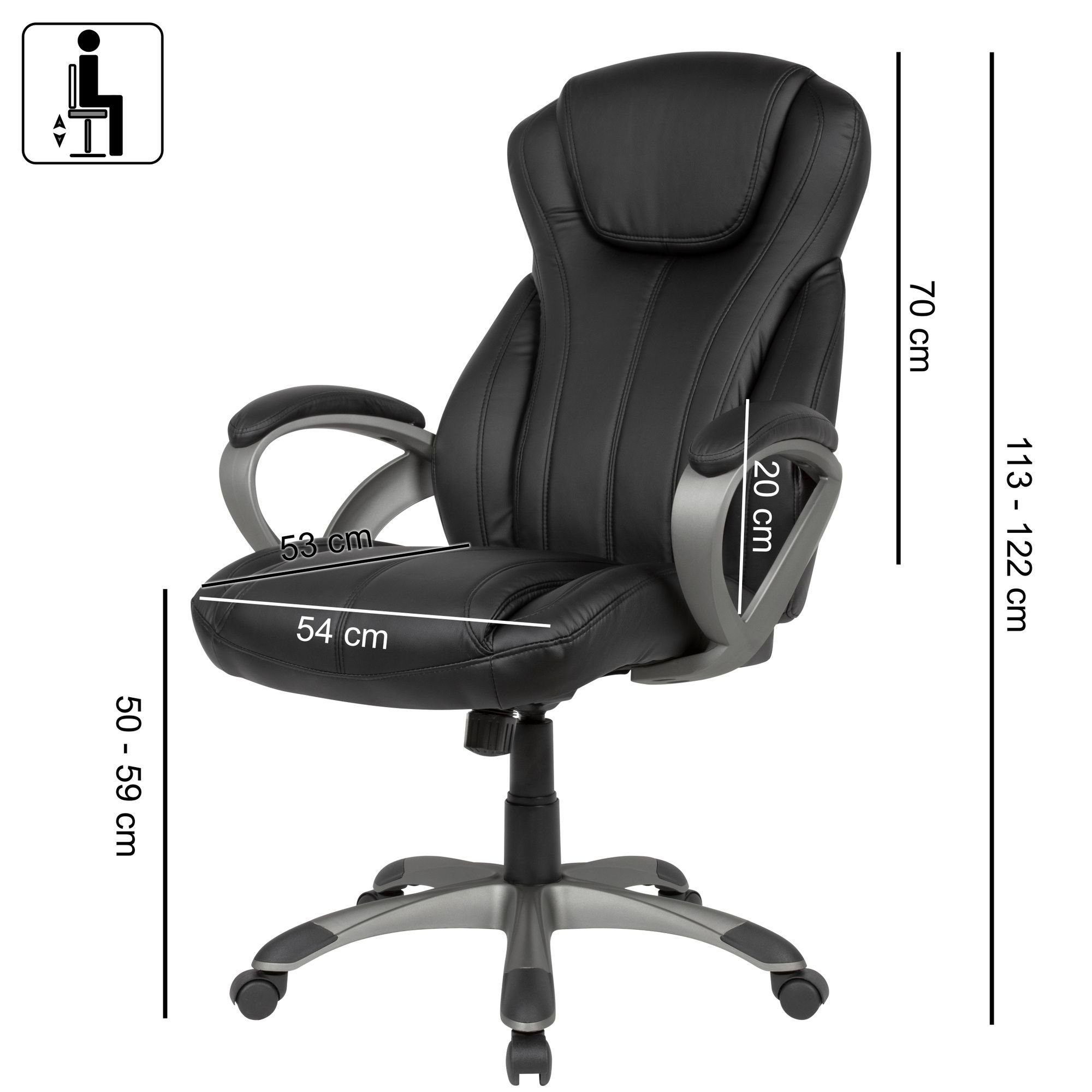 Armlehnen Bürostuhl mit Schwarz, Modern, Bürodrehstuhl SPM1.415 Amstyle kg), Chefsessel (Kunstleder Schreibtischstuhl bis 120