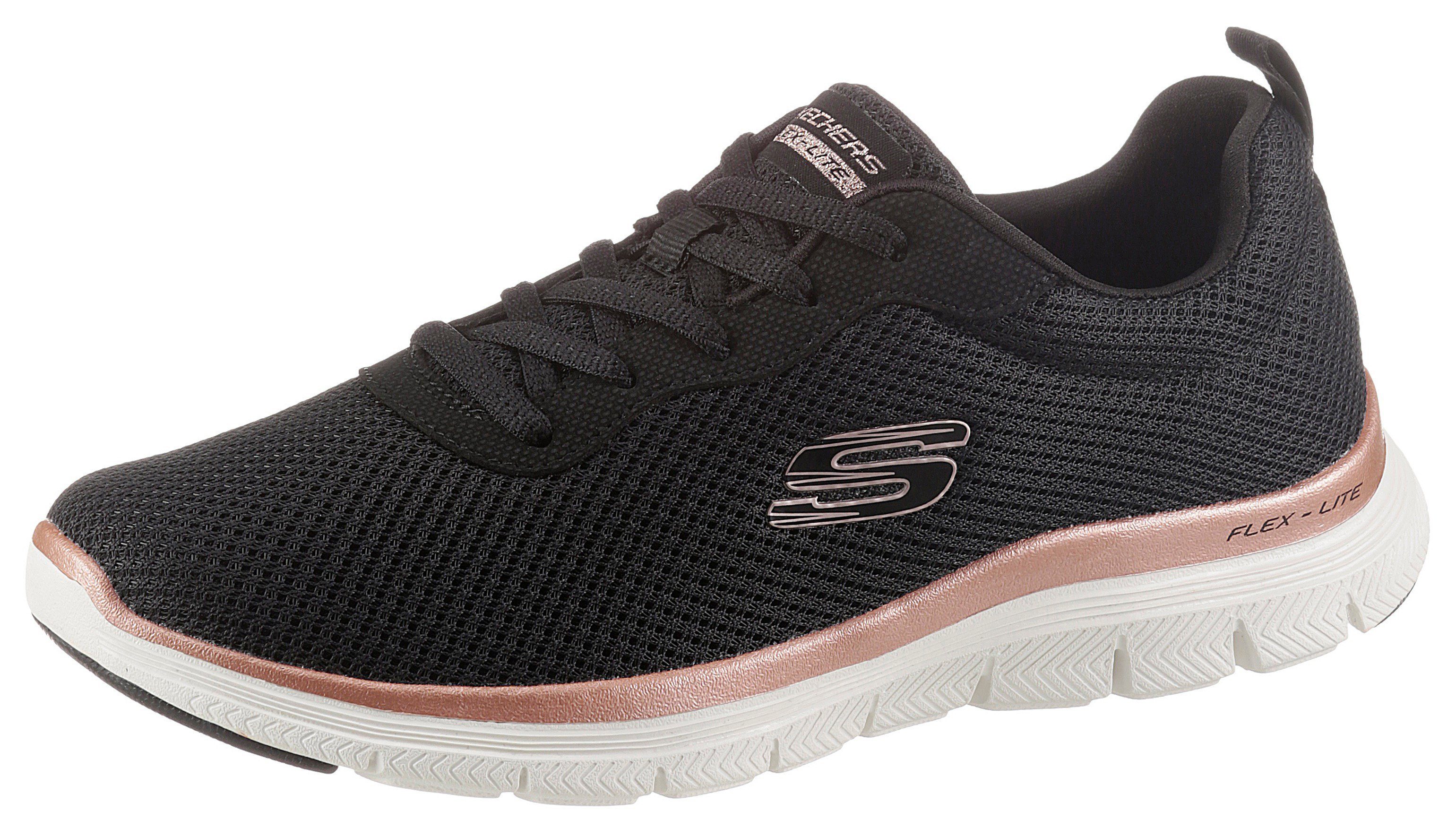 Skechers FLEX APPEAL 4.0 mit BRILLINAT Ausstattung VIEW Sneaker Air-Cooled schwarz-rosé Memory Foam