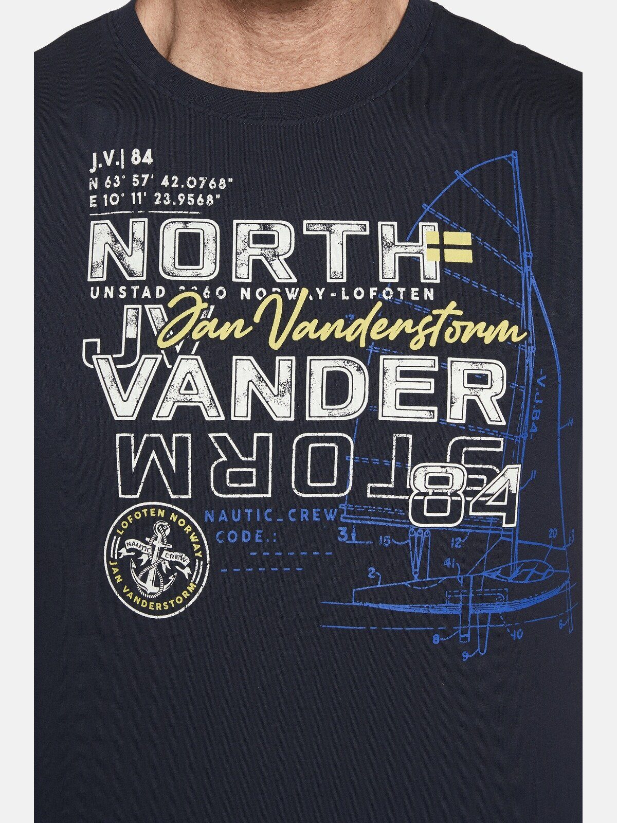 Jan Vanderstorm T-Shirt FRIMANN Druck mit maritimen