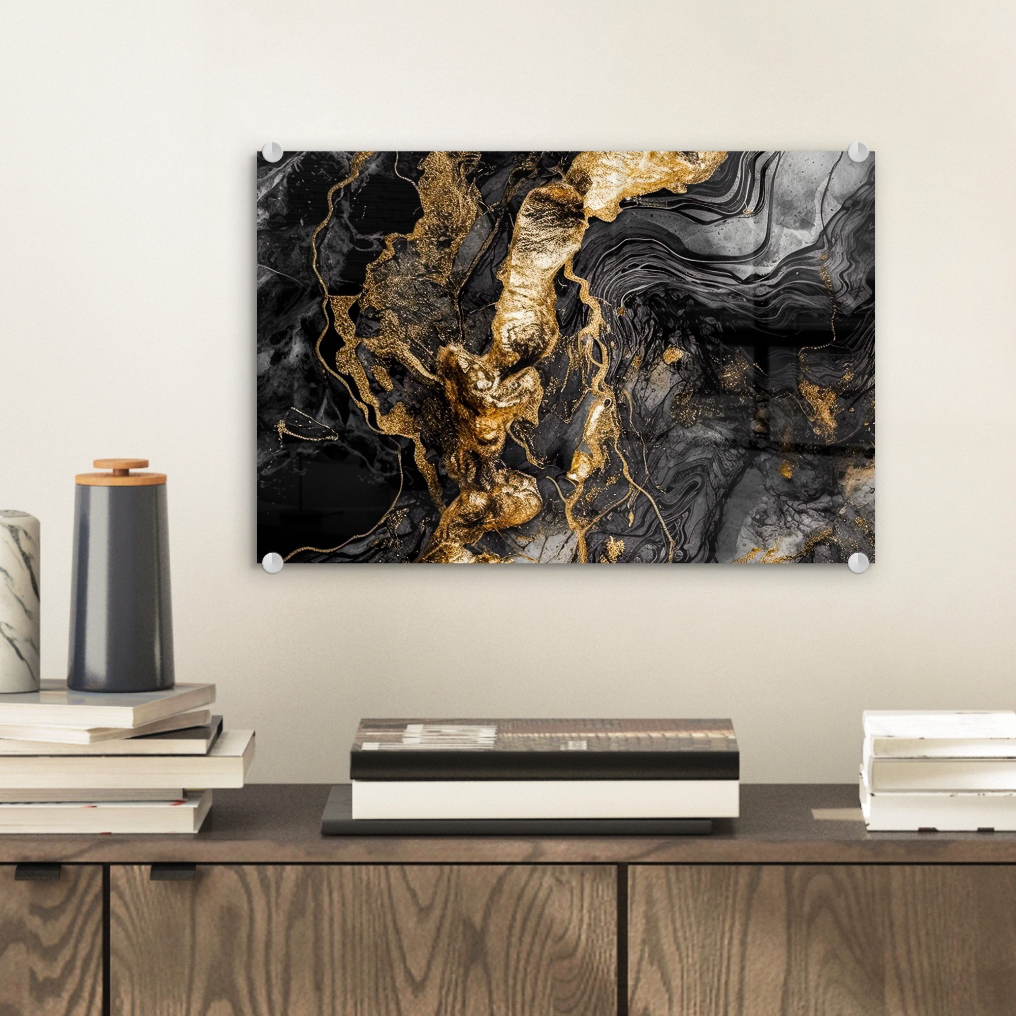 MuchoWow Acrylglasbild Marmor - Schwarz - günstig online kaufen