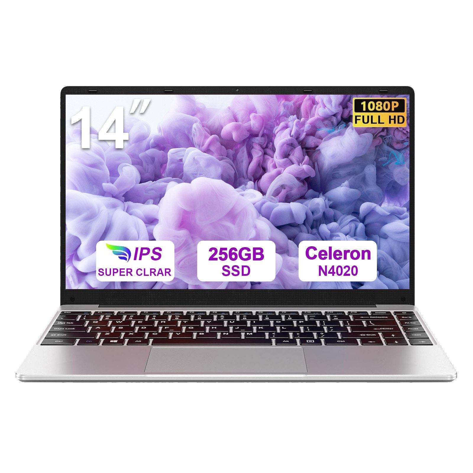 bvate B5 Laptop, 14 Zoll, N4020, 6GB RAM, 256GB/64GB SSD Notebook Notebook (35 cm/14 Zoll, Celeron N4020 N4020, Celeron N4020, 6 GB, 256 GB SSD, 180° Drehung/Low Blue Light-Zertifizierung/Deutsche Tastaturaufkleber)