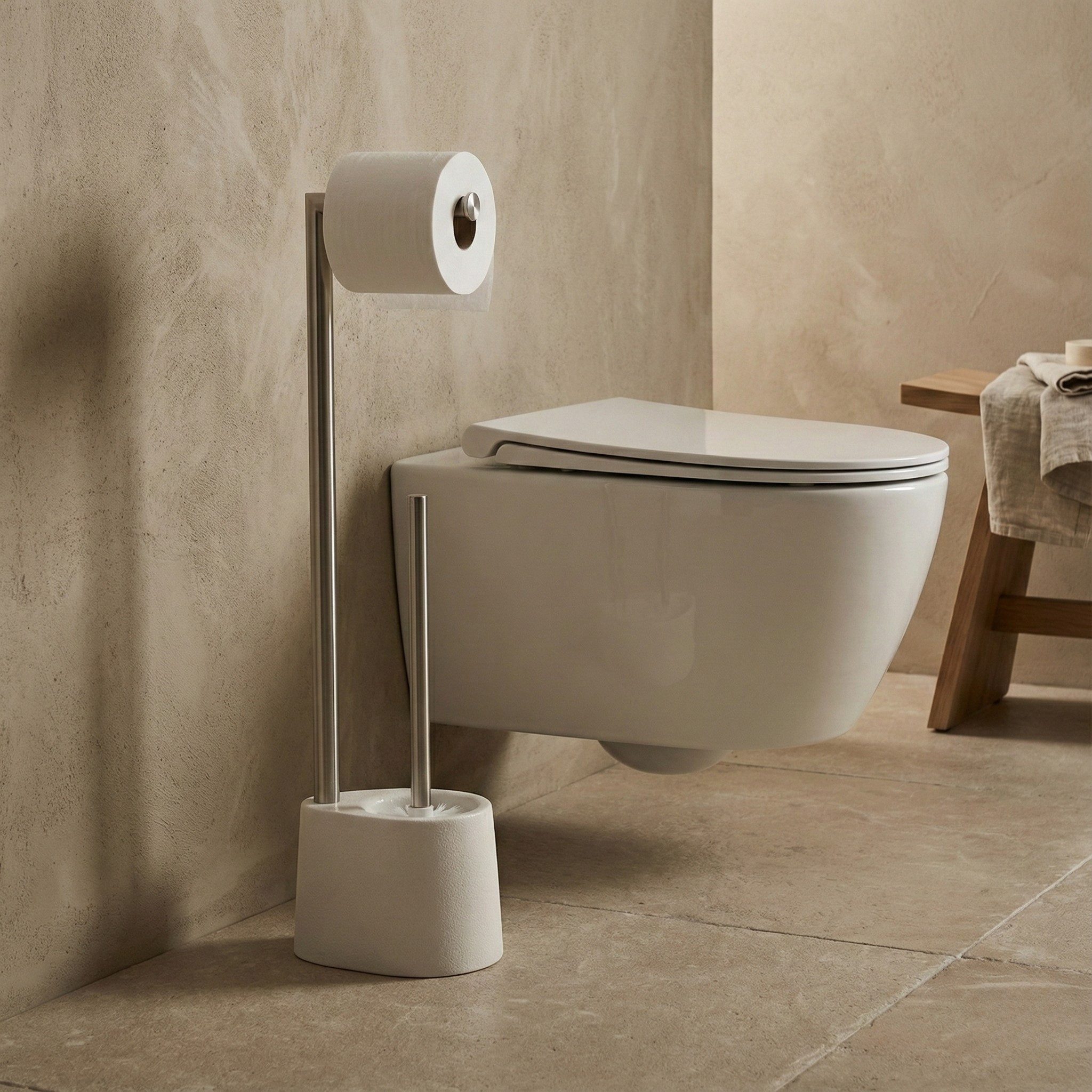 NUXIO WC-Reinigungsbürste WC-Garnitur mit Papierhalter STILK, 63 cm, Badezimmer in allen Wohnstilen, (WC-Bürste)