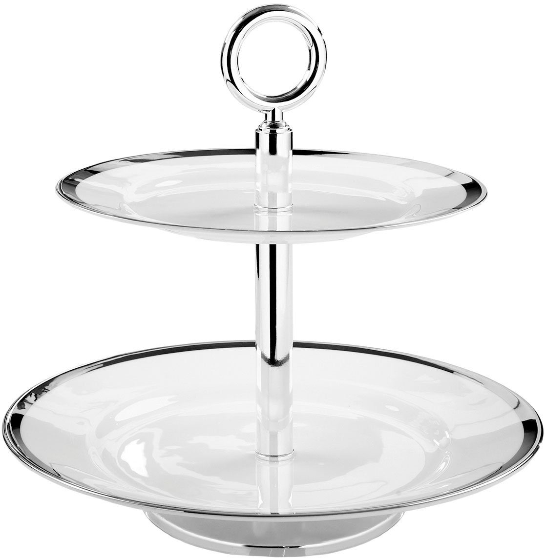 Fink Etagere PLATINUM, Porzellan, (1-tlg), Servierplatte mit Platinumrand,  mit 2 Etagen, Höhe ca. 26 cm, Mit handbemaltem Platinumrand