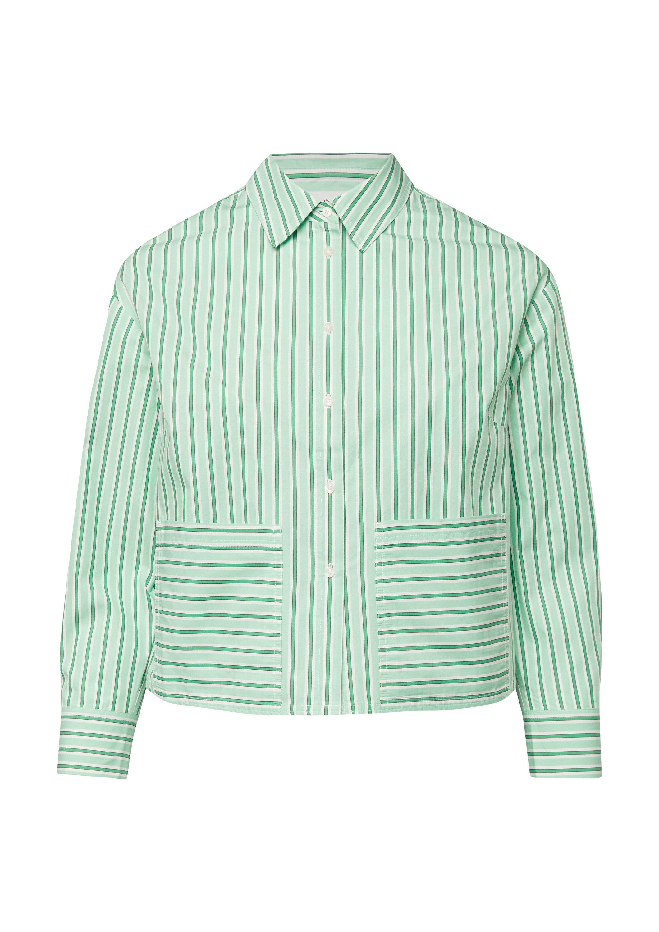 s.Oliver Langarmbluse Bluse Verkürzte Popeline-Bluse im Relaxed Fit