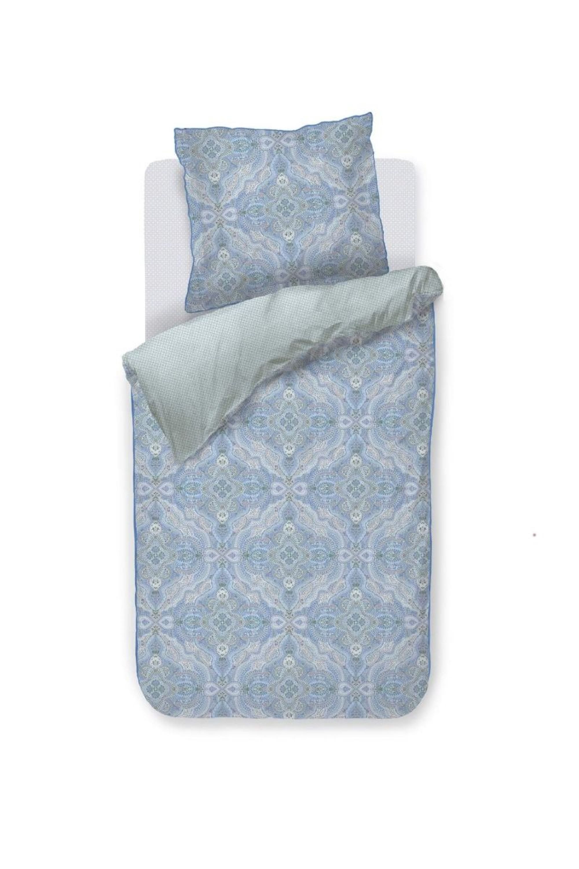 PiP Studio Bettwäsche PIP Studio Perkal Bettwäsche 135x200 Moon Flower Light Blue Ornamente, Perkal, 2 teilig, fein gewebter 100% Baumwollperkal