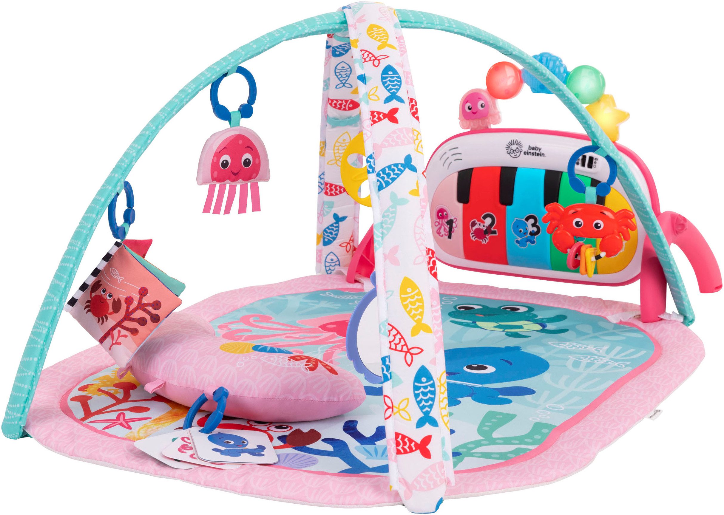 Baby Einstein Spielbogen 4-in-1 Kickin’ Tunes Jellyfish Jamboree Music & Language Discovery Gym, mit Soundeffekt