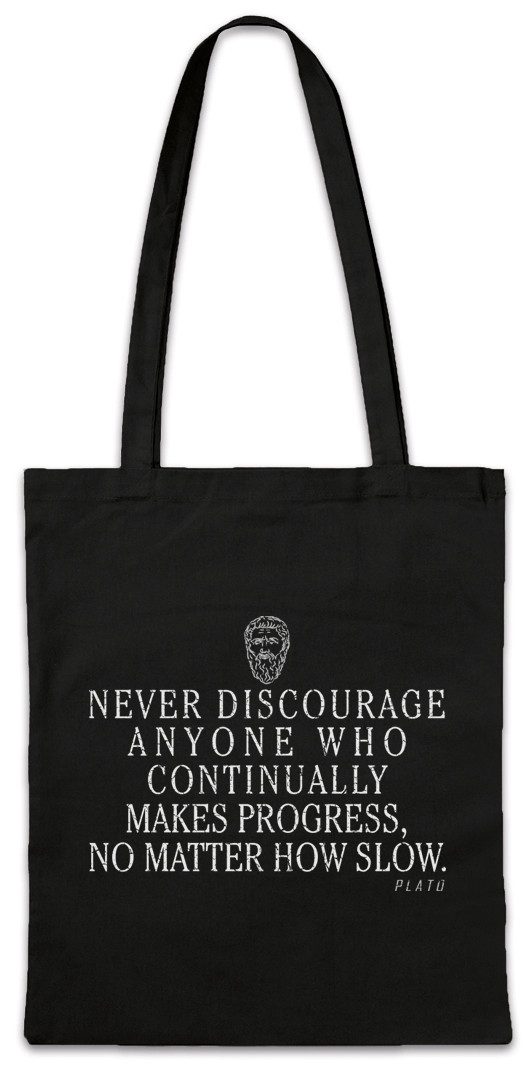 Beuteltasche Plato Never Discourage Stofftasche Zitat Quote Platon Philosopher