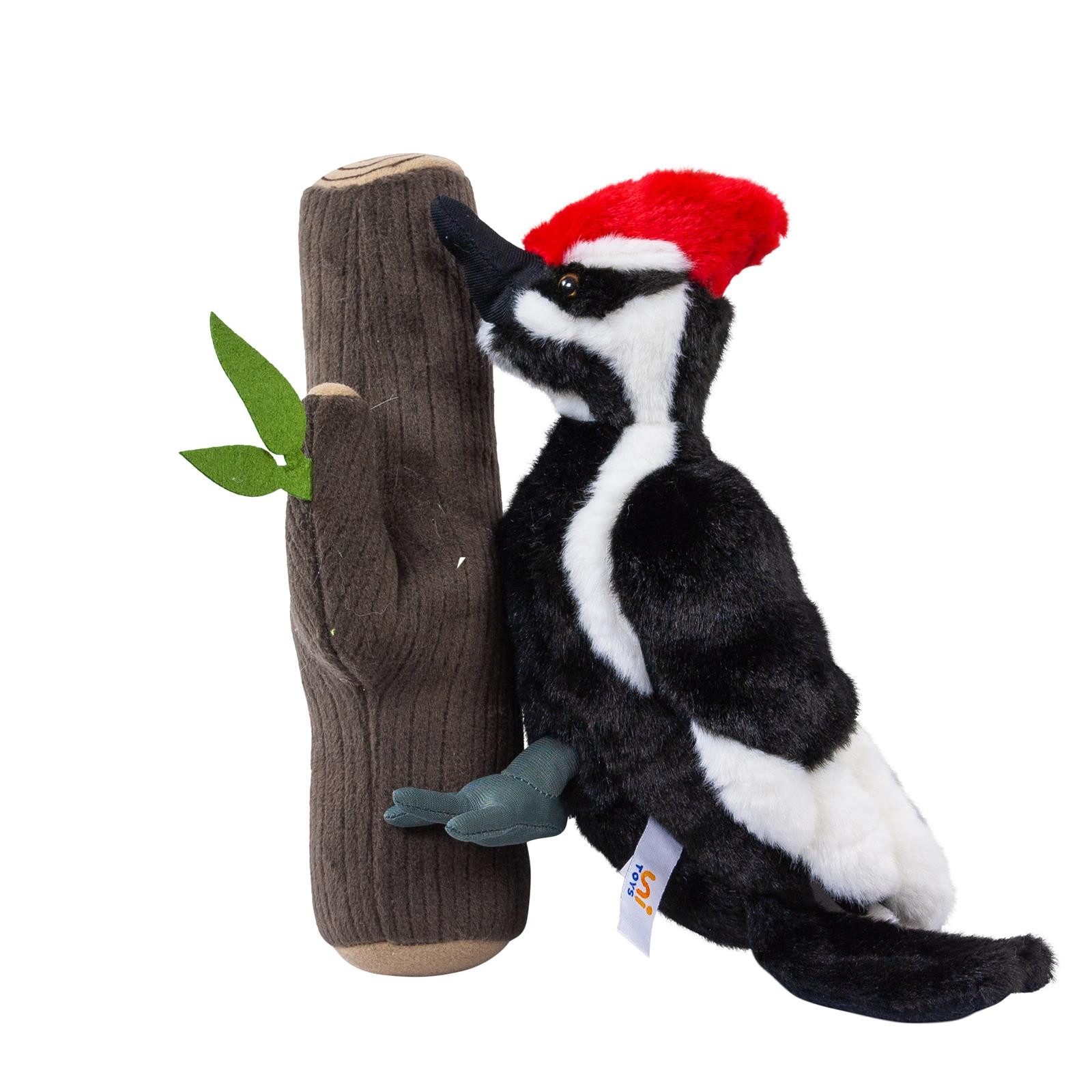 Uni-Toys Kuscheltier Specht mit Baumstamm 27 cm Kuscheltier Vogel Uni-Toys