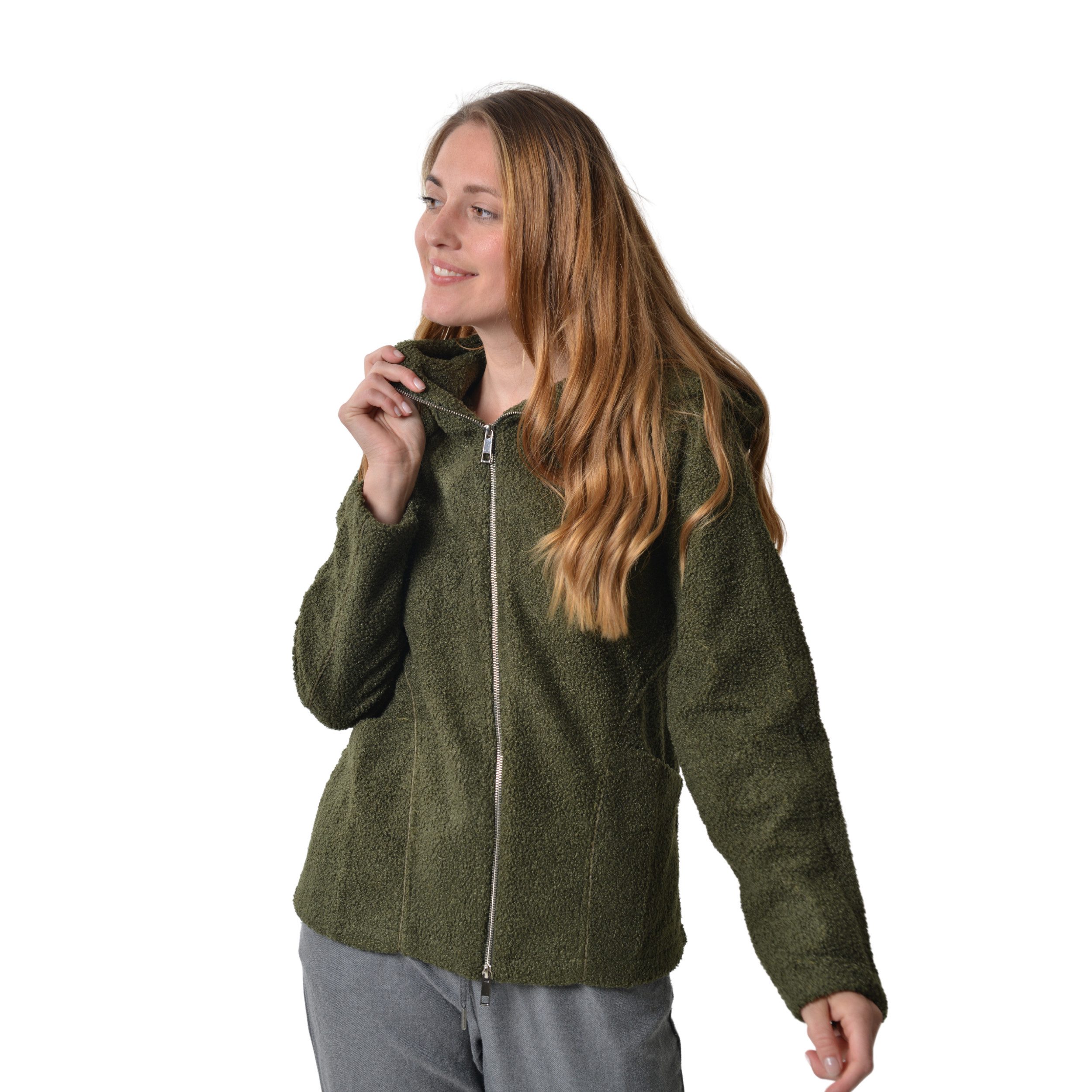 M-Diamant Sweatjacke Unisex Teddy Fleecejacke mit Kapuze Winterjacke Übergangsjacke kuschelig durch weiches Teddy-Fleece – Bild 3 von 5