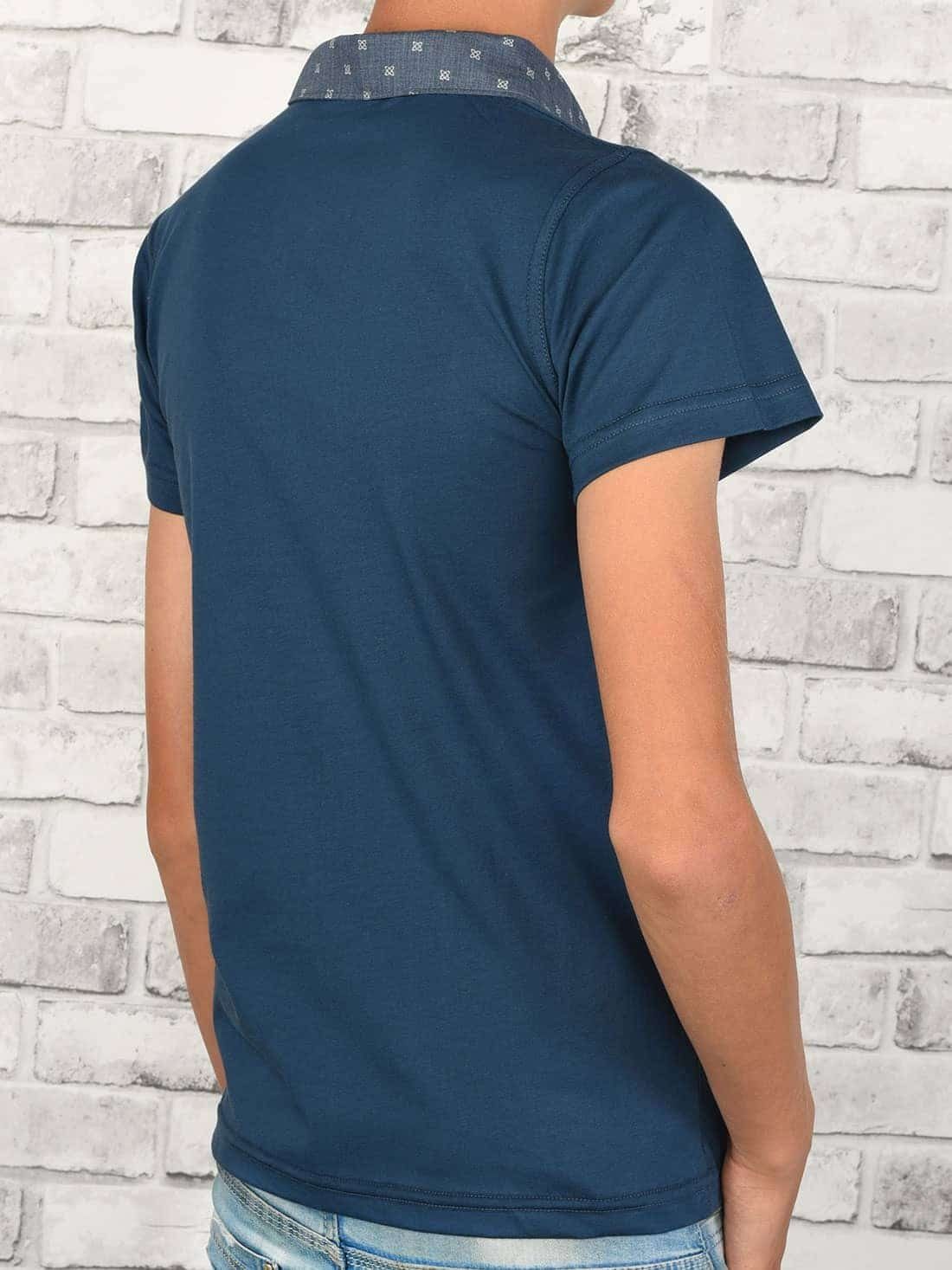 (1-tlg) Kurzarmshirt Kontrastfarben Casual Dunkelblau Polo mit Shirt Jungen BEZLIT