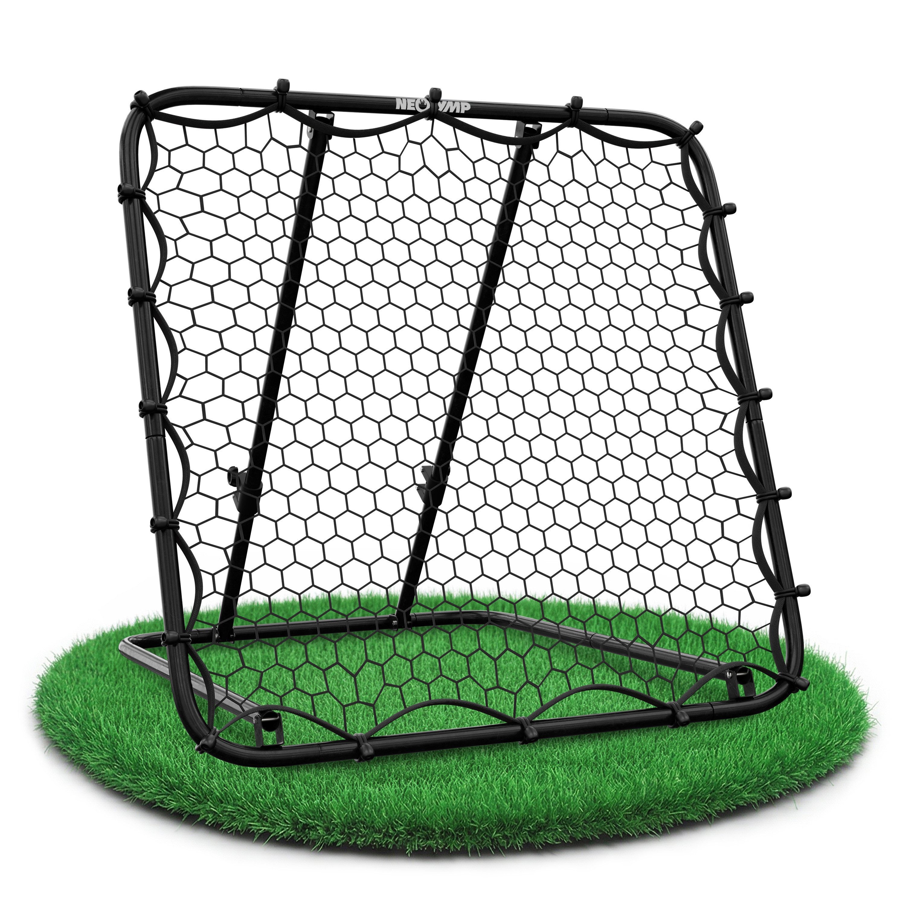 NEOLYMP Rebounder für Fußball – Stufenlos verstellbar für intensives Training, (Rebounder – für Schusstechnik, Pässe & Ballannahme), Fußball Trainingszubehör mit Metallrahmen – für drinnen und draußen