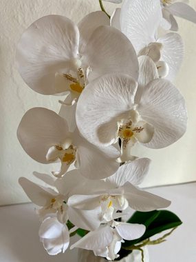 Kunstorchidee Kunstblume Orchidee Phalaenopsis, weiß in Keramiktopf, ca. 48 cm hoch Orchidee, Dahlia Studios, Keramiktopf