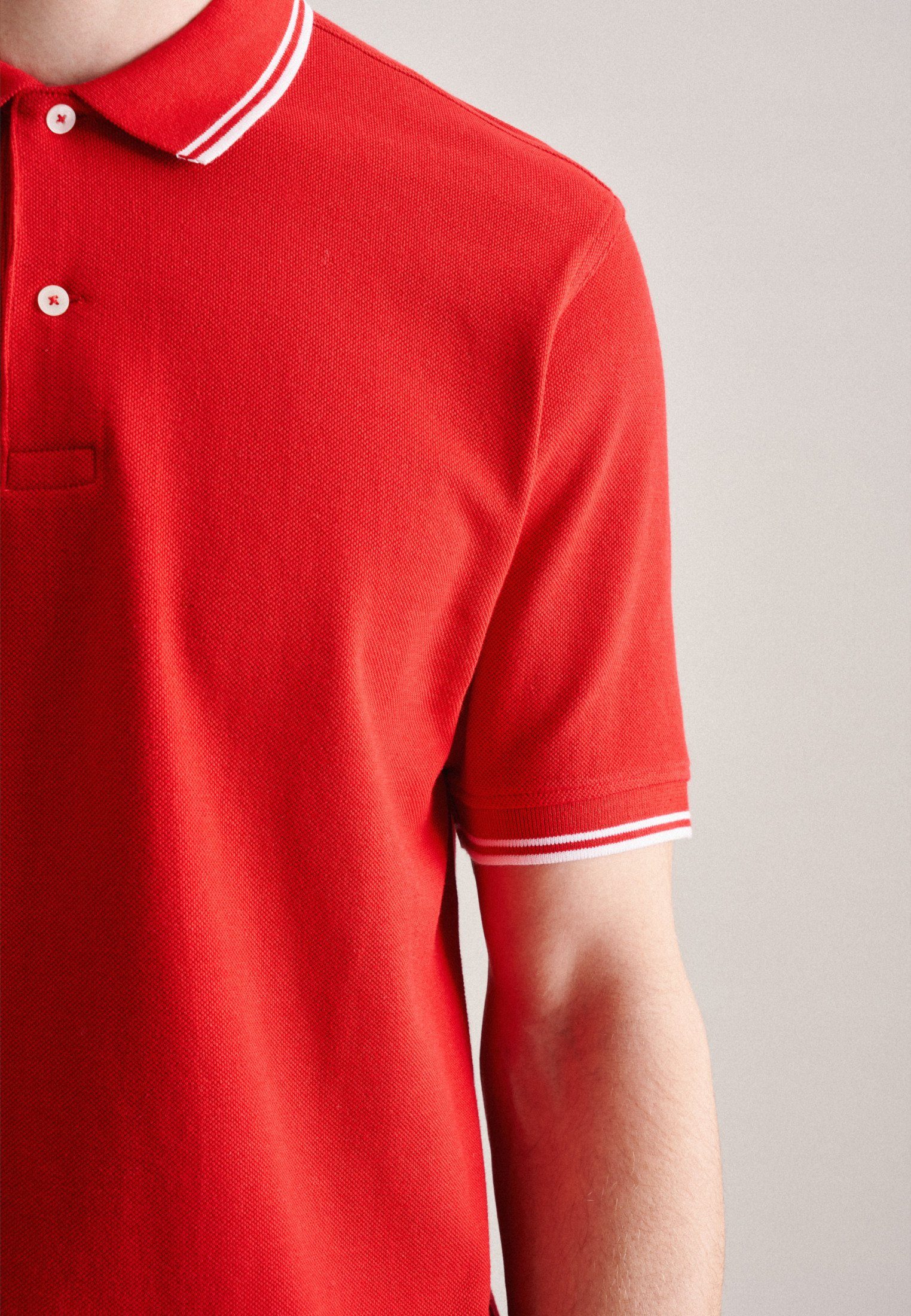 Regular seidensticker Uni Poloshirt Kragen Kurzarm Rot