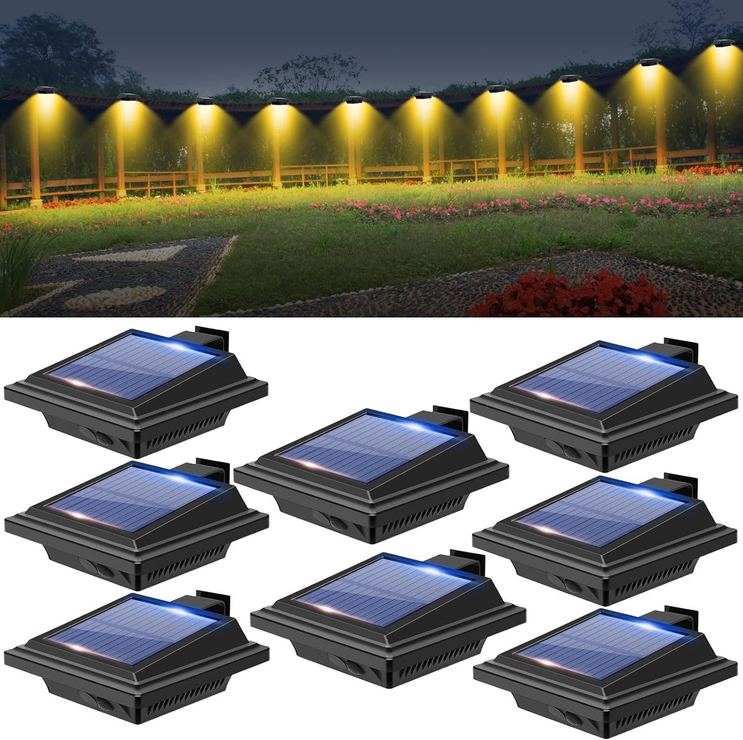 KEENZO Dachrinnenleuchte 8Stk.40LEDs Solarlampen für Außen dachrinnen solarleuchten