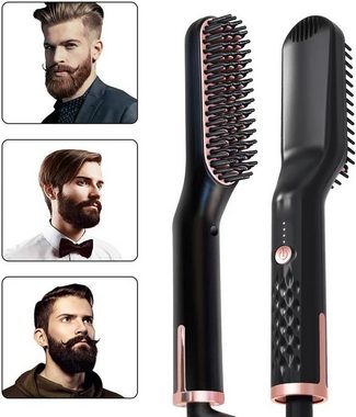DOPWii Glätteisen Haarglätter Bürste, Bartglätter für Männer,3 in 1 Haarglätter Bürste, 30s Schnelle Keramikheizung Glättungsbürste,Einstellbare Temperatur