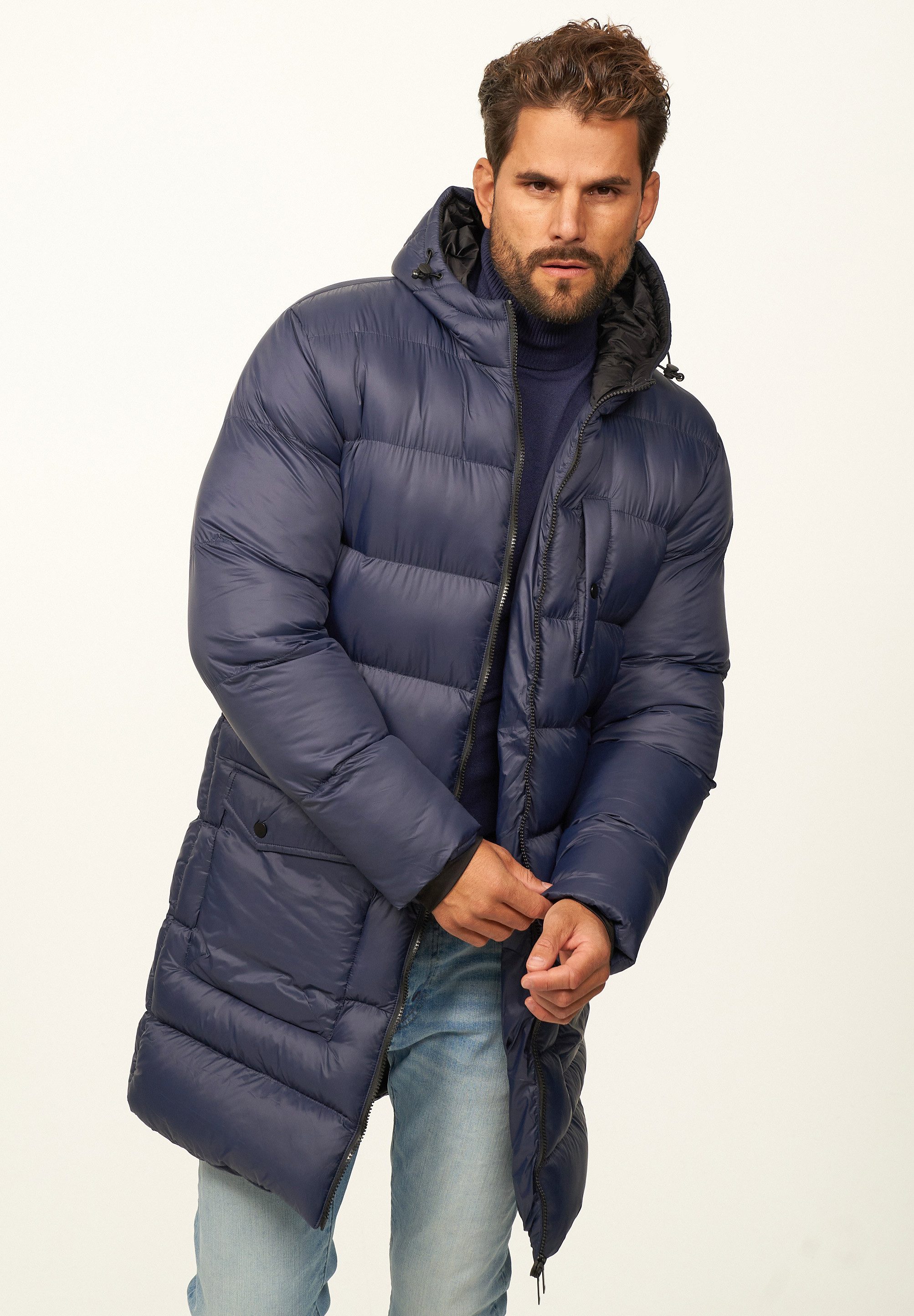 SOULSTAR Parka mit Kapuze als Winterjacke - Langer Steppmantel Herren warme günstig online kaufen