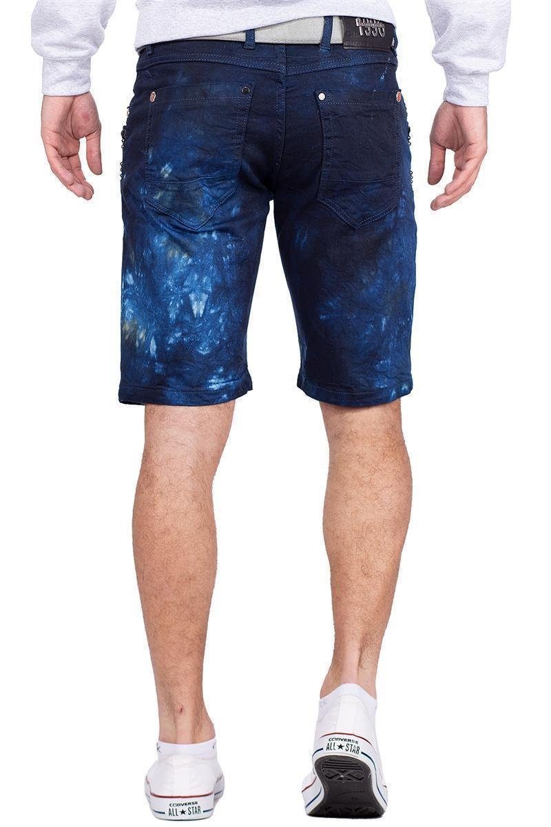 Cipo & Baxx Jeansshorts Herren Regular Fit Shorts Stonewashed BA-CK205 Destroyed Effekte und Nieten – Bild 2 von 5