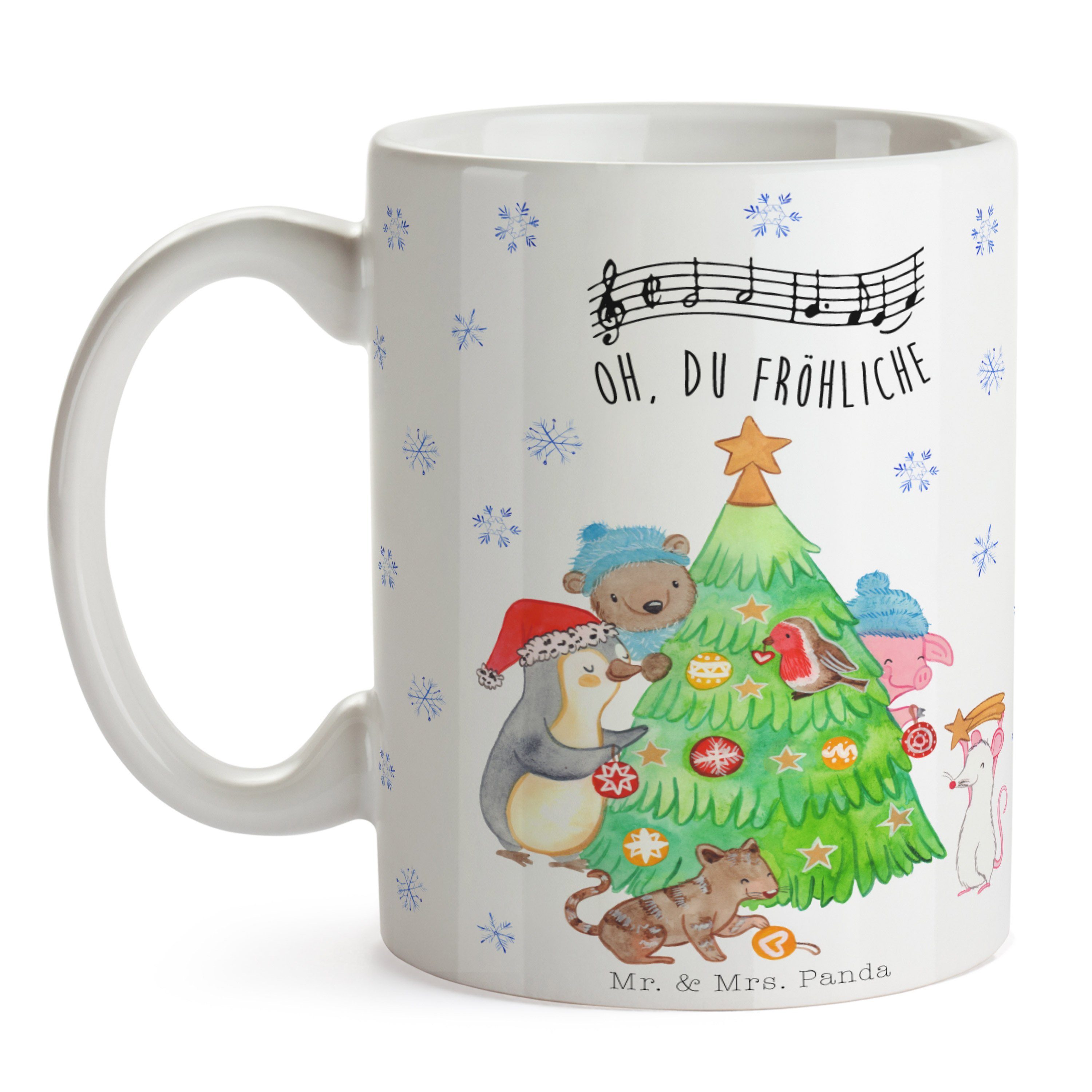 Motive, Geschenk, Tasse schmücken - Mr. Kaffeebeche, - Keramik Weiß & Weihnachtsbaum Panda Tasse Mrs.
