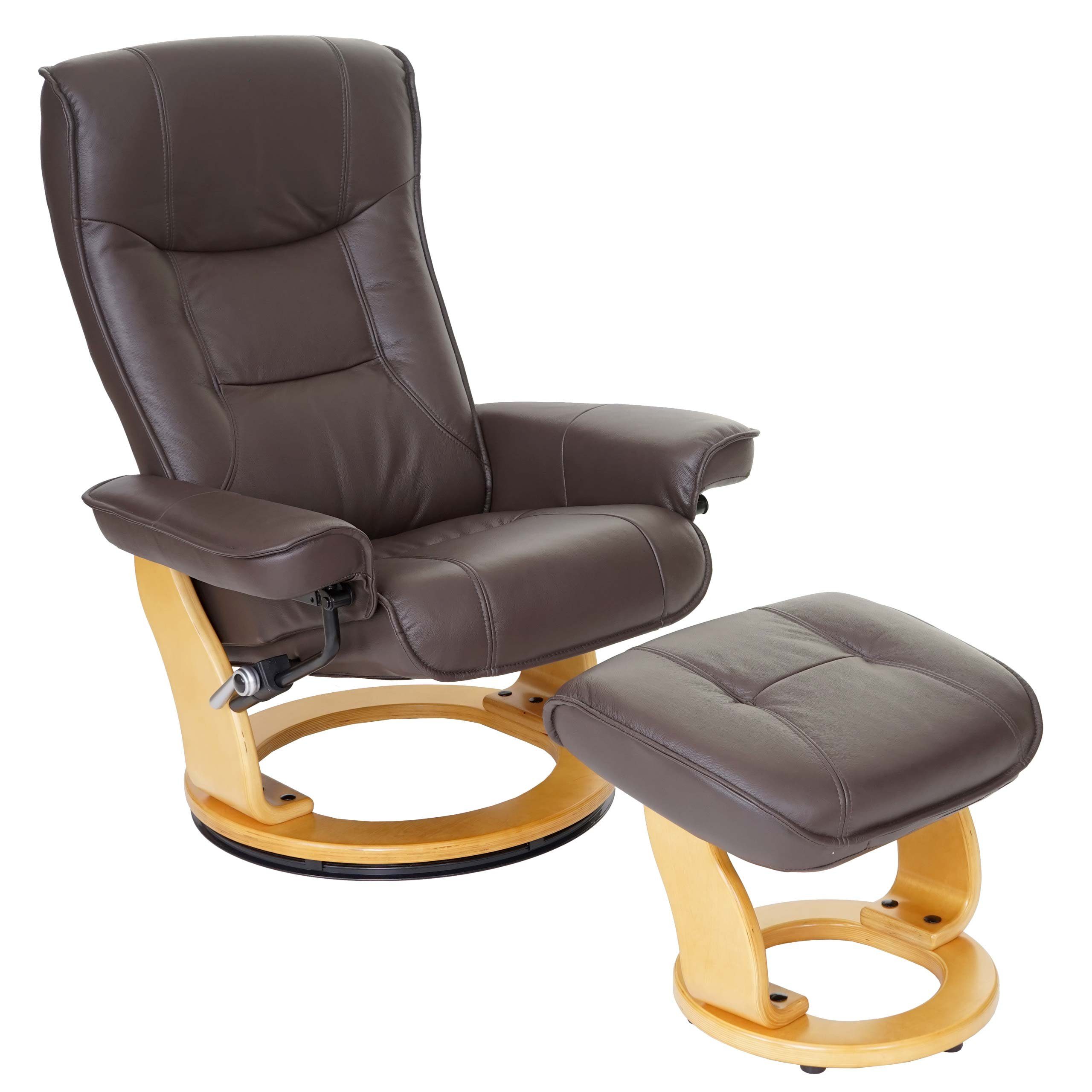 MCA furniture Relaxsessel Halifax, dicke Polsterung, inklusive Fußhocker, Armlehne höhenverstellbar braun, naturbraun