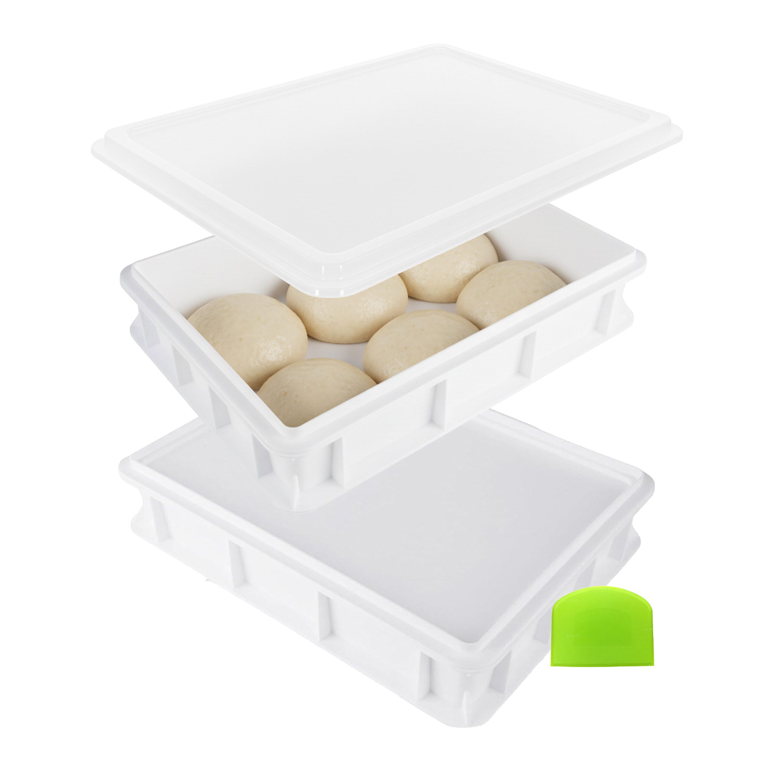 relaxdays Vorratsdose Pizzaballenbox mit Deckel 2er Set, Kunststoff