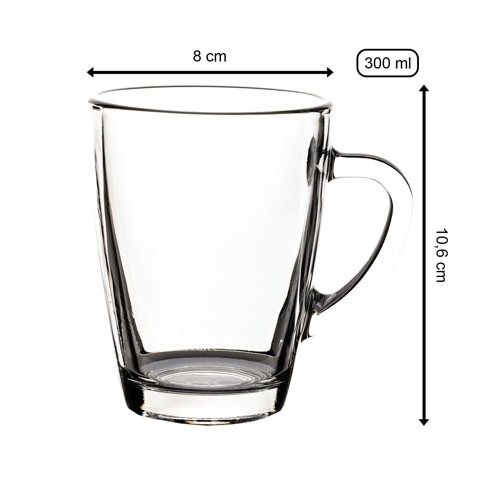 ml 300 6er Tasse Glas Set, Teebecher LUXENTU Nordic Kaffeebecher