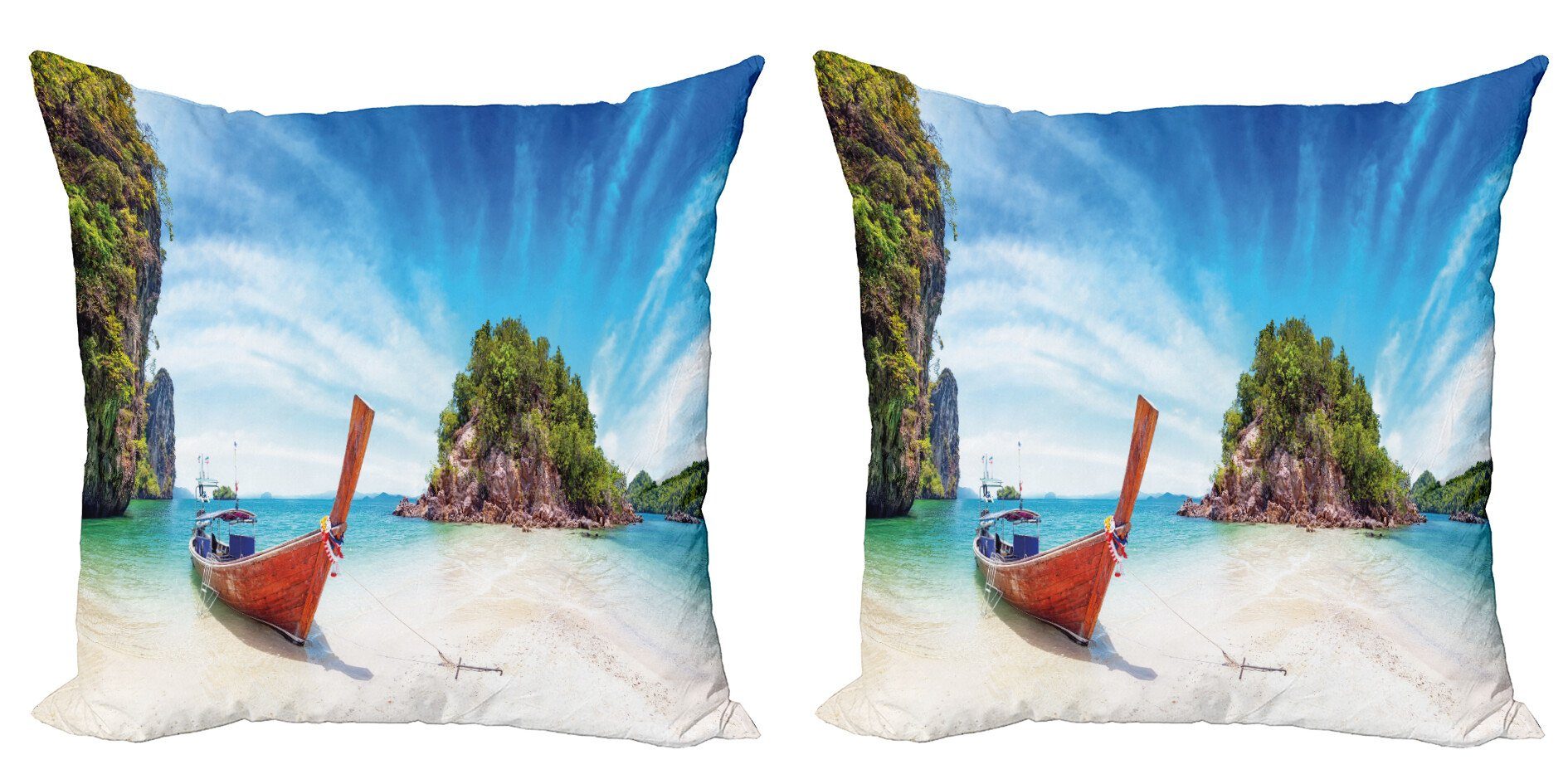 Kissenbezüge Modern Accent Doppelseitiger Digitaldruck, Abakuhaus (2 Stück), Tropisch Exotic Beach Thailand | Kissenbezüge