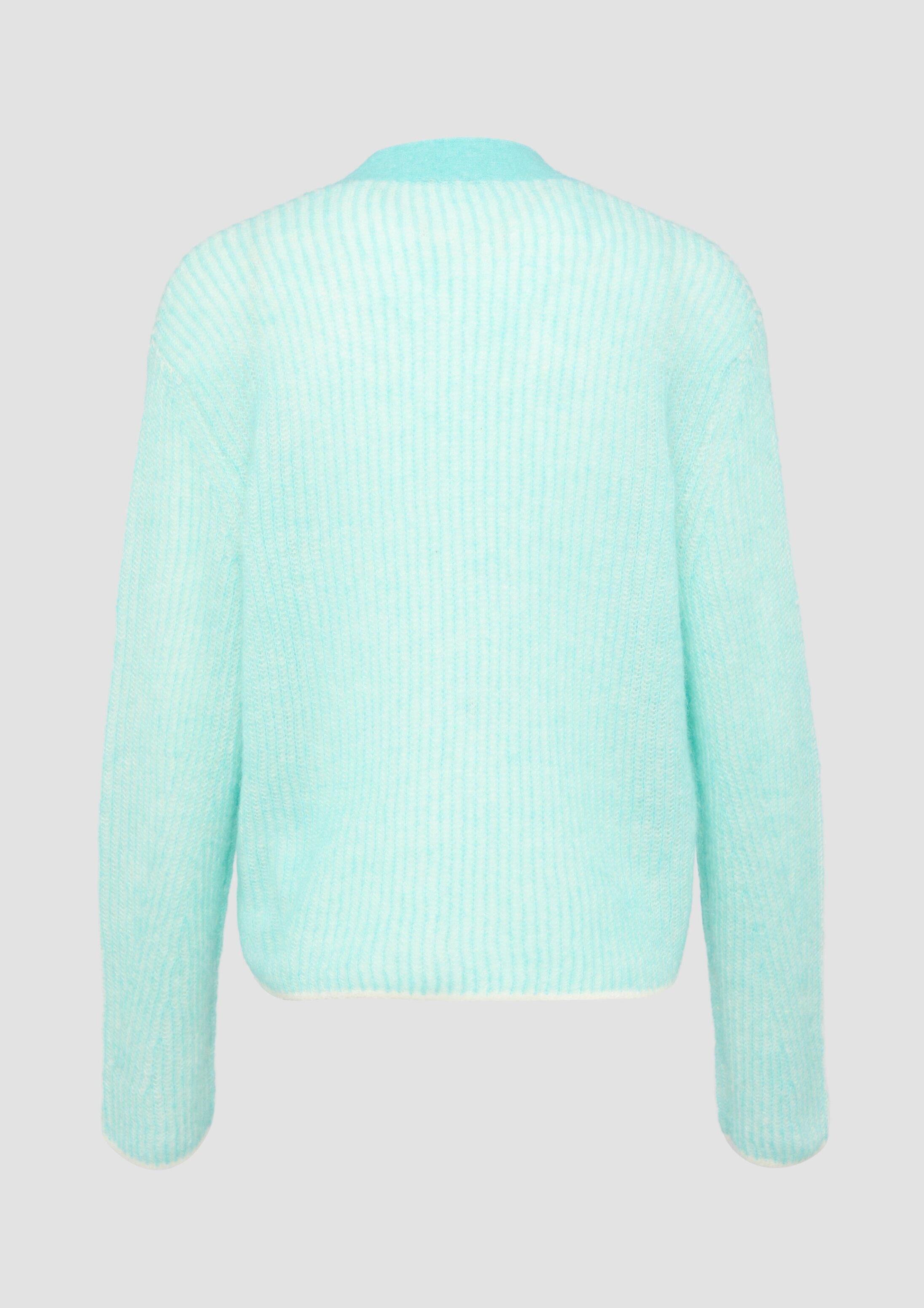 s.Oliver Cardigan Strickjacke Lockere Strickjacke aus Alpakamix mit Rippstruktur