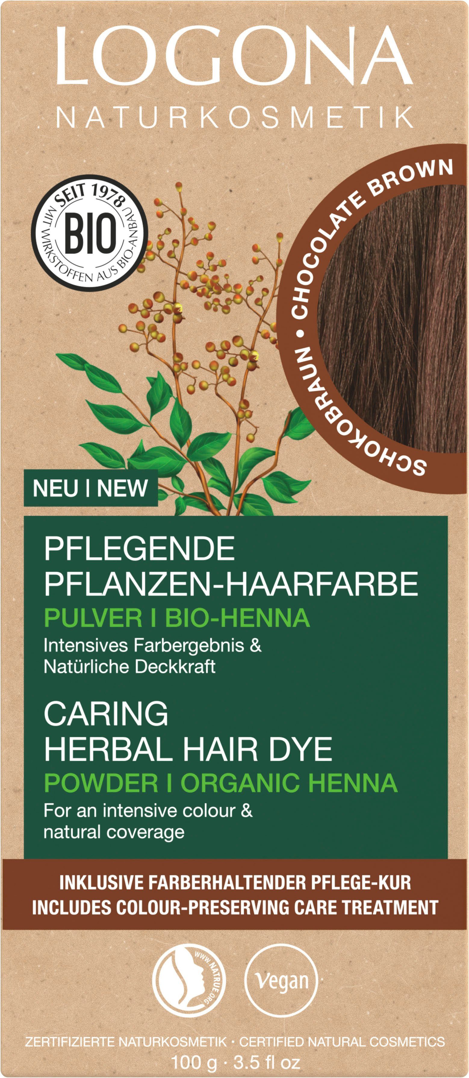 LOGONA Haarfarbe 09 Schokobraun Pflanzen-Haarfarbe Pulver