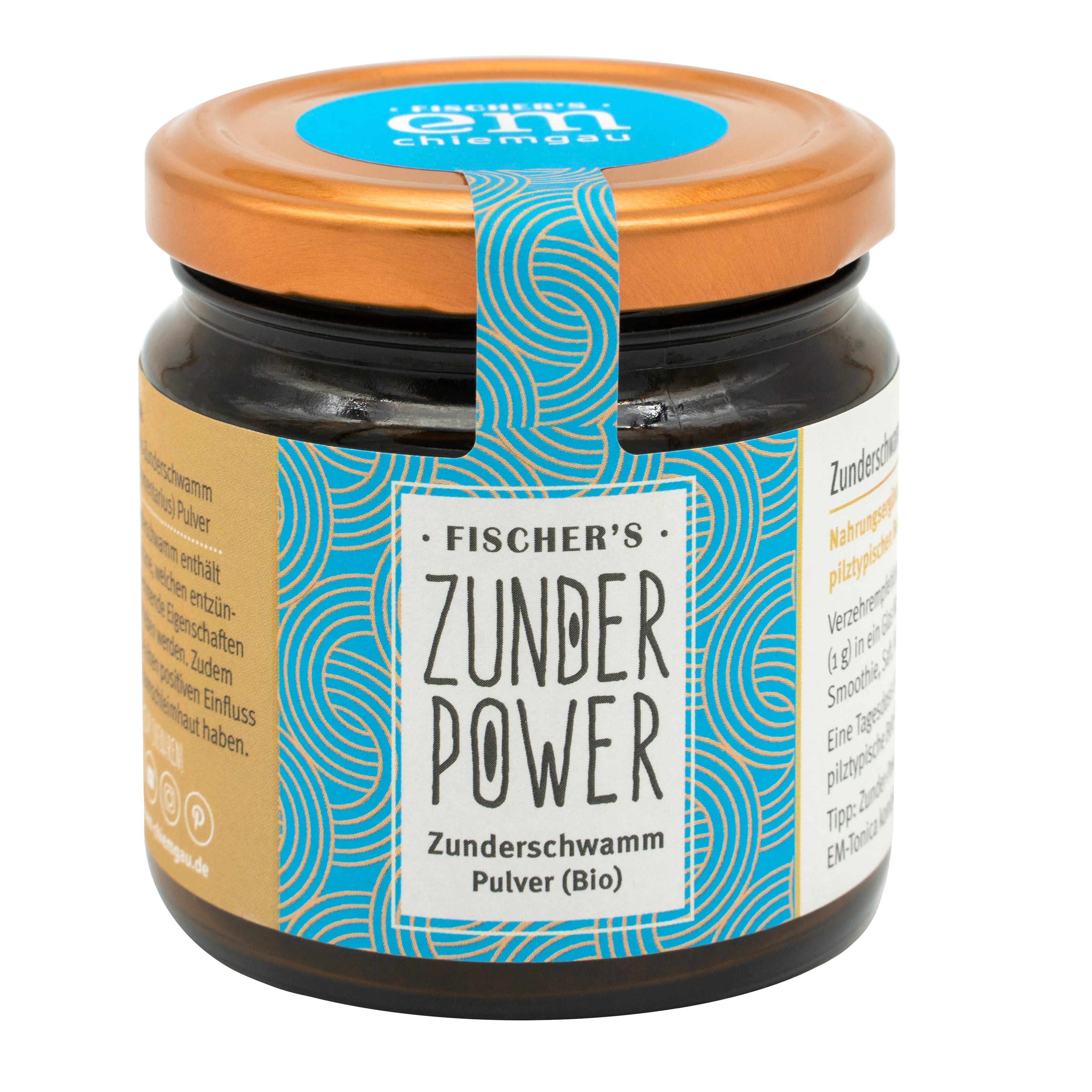 Fischer's EM-Chiemgau Bio-Zunderschwammpulver Zunderpower Fomes fomentarius Pulver, 20 g, Vegan, Laktose- und Glutenfrei, Ohne Farb- und Konservierungsstoffe