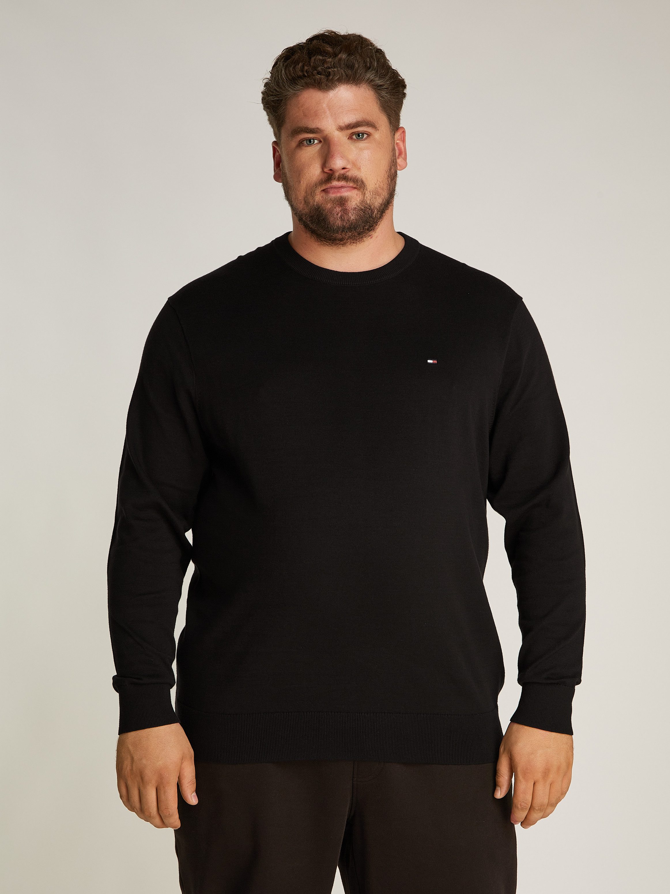 Tommy Hilfiger Big & Tall Rundhalspullover BT-ESSENTIAL COTTON CREW NECK-B in Großen Größen, Logostickerei