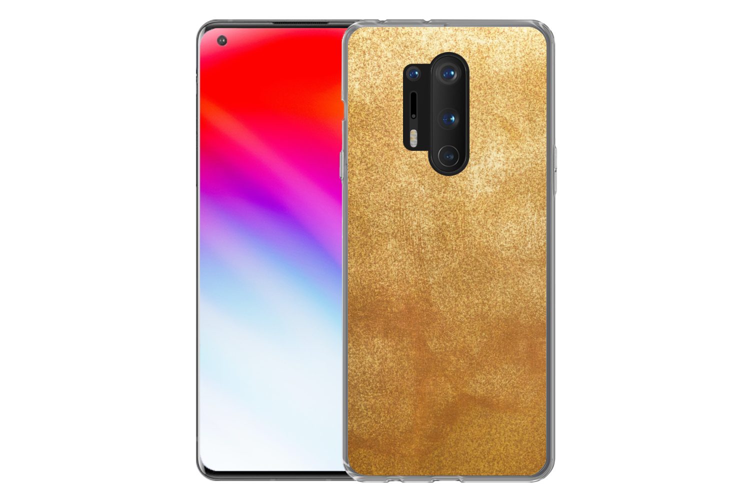 MuchoWow Handyhülle für OnePlus 8 Pro Eisen - Rost - Gold - Metall - Luxus, Phone Case, Silikon, Schutzhülle Dünn