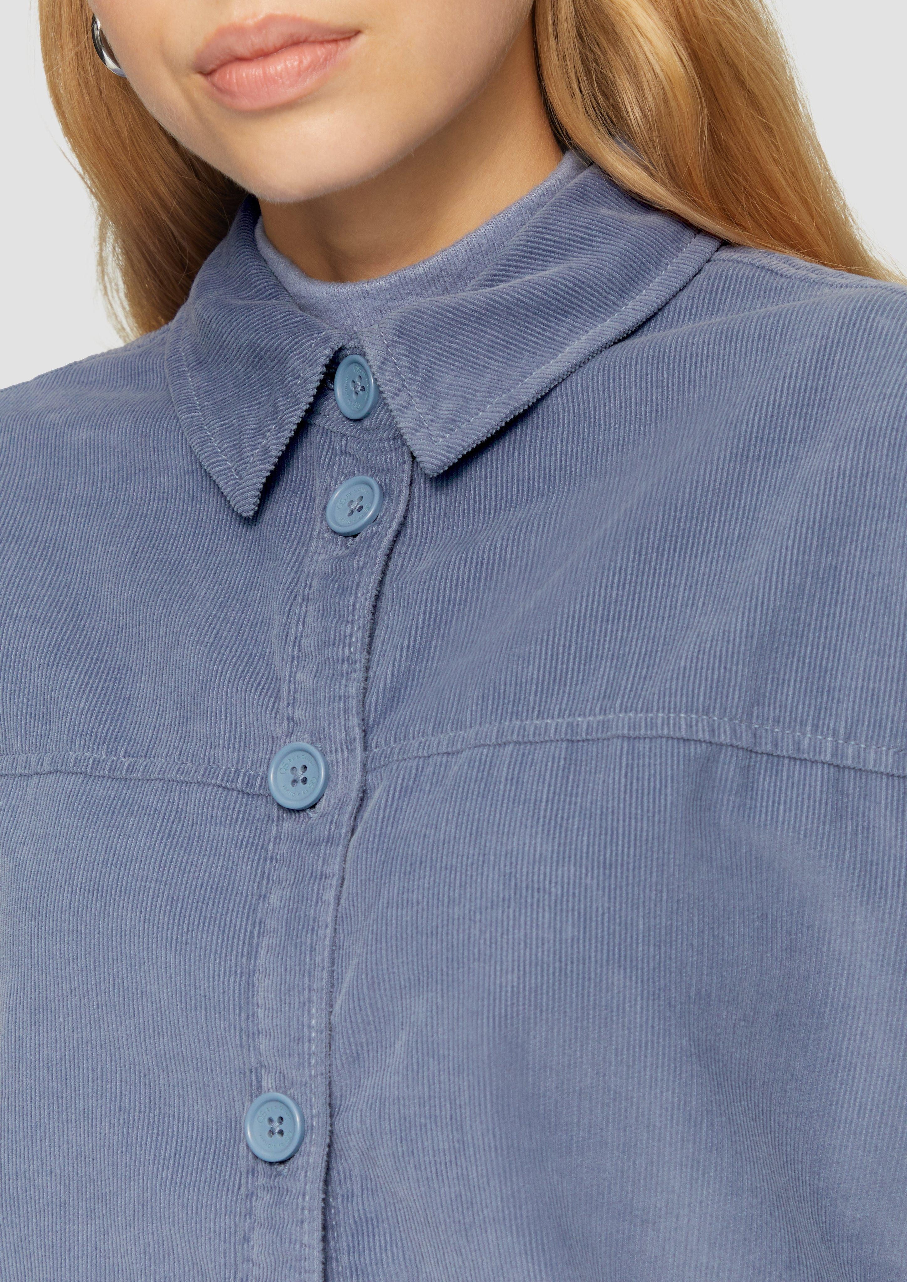 QS Langarmbluse Hemdbluse aus Feinkord Frontpasse günstig online kaufen