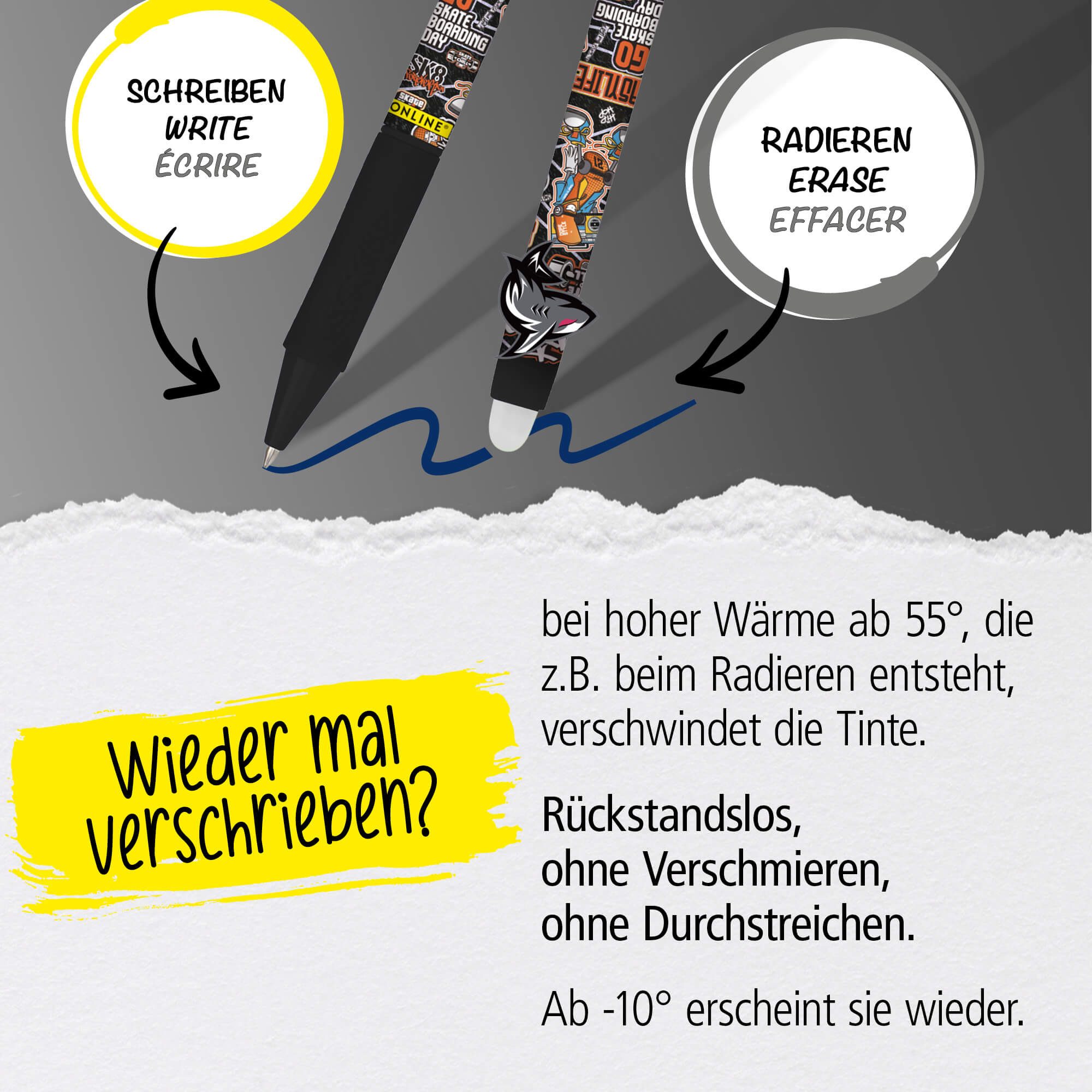 Online Pen Gelroller magiXX Fun Angry Animals, Radierbare Gelschreiber, 6 Stück