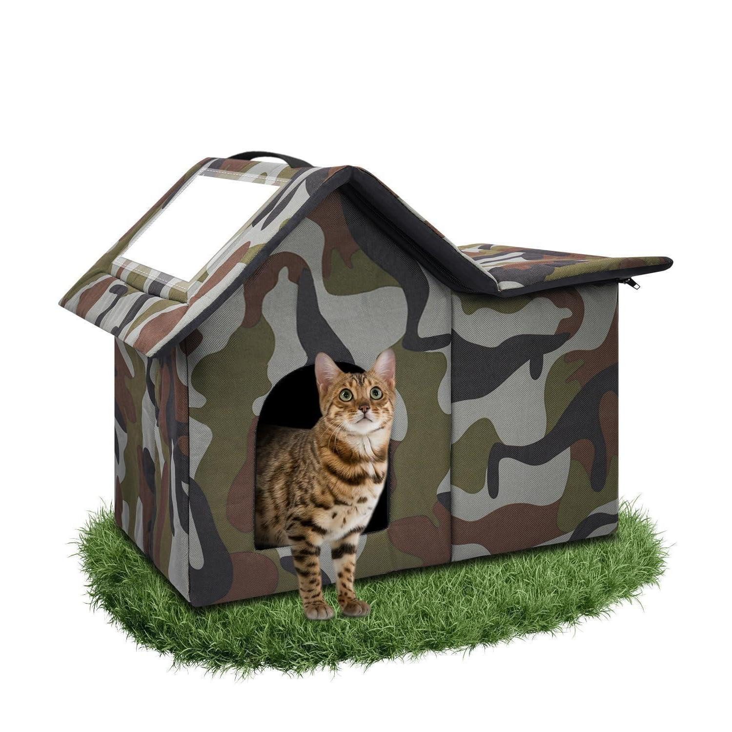 LuxusKollektion Katzenhaus Katzenhaus Outdoor Wetterfest Grün 40x45x45cm