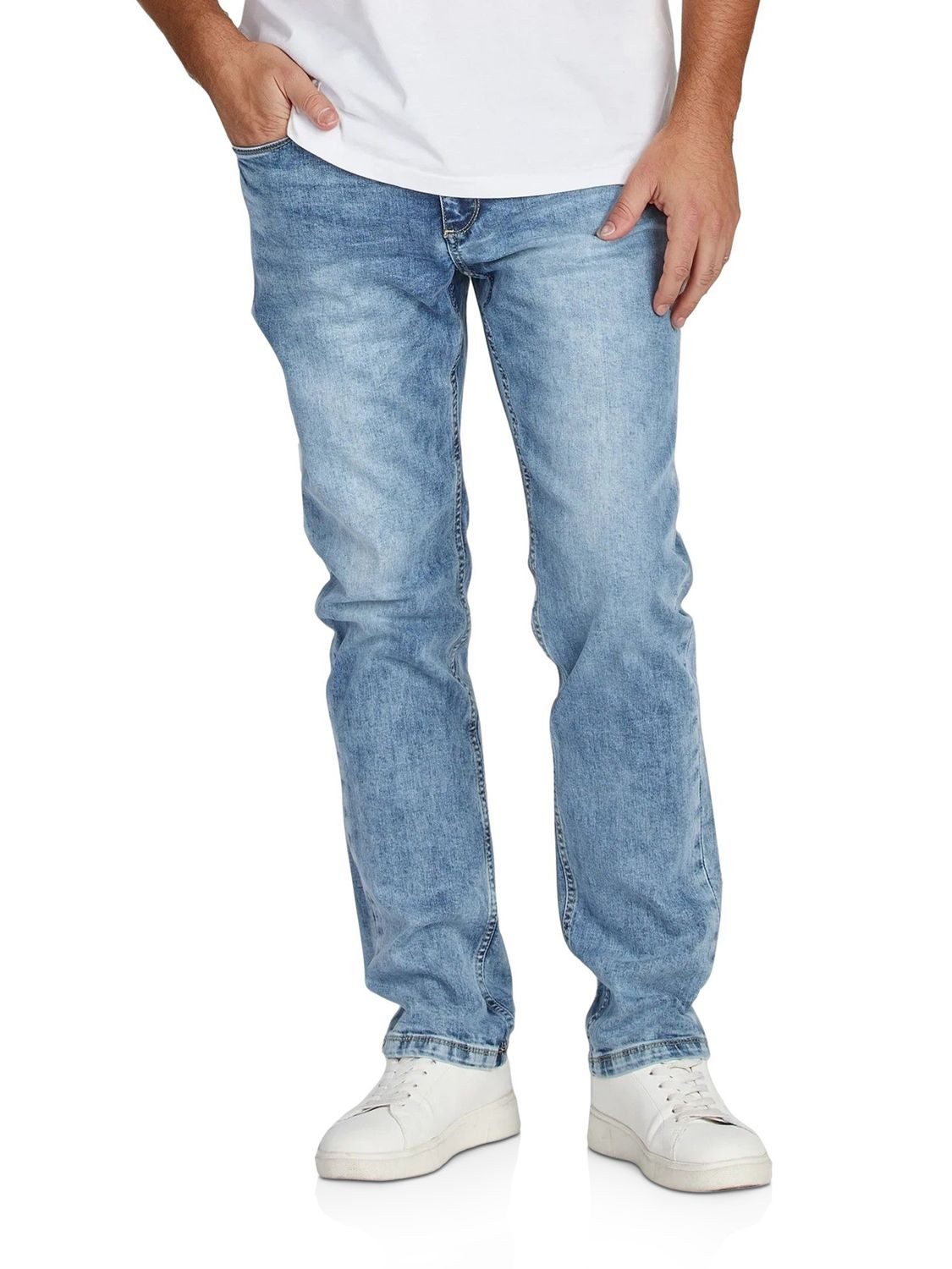 DENIMFY Straight-Jeans Herren Jeanshose DFMiro Straight Fit Jeanshose mit Stretch