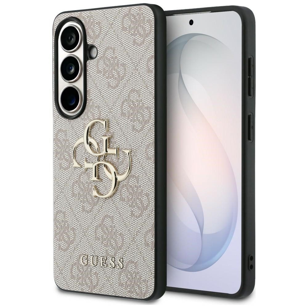 Guess Handyhülle Hülle Galaxy S26 Kunstleder rosa goldfarbenes 4G Big Logo Metall 6,3 Zoll, Kantenschutz