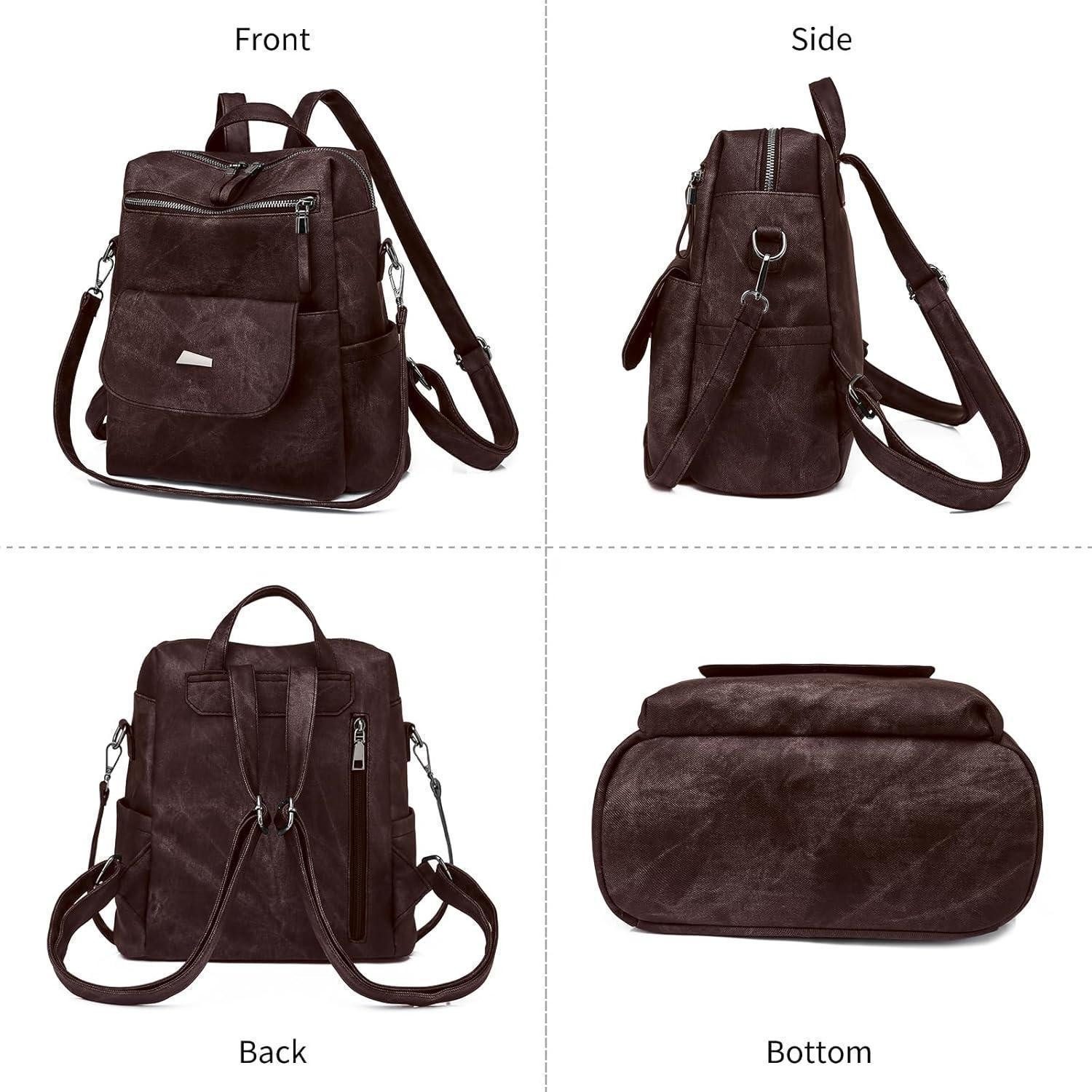 LuxusKollektion Freizeitrucksack Rucksack Damen diebstahlsicher wasserdicht PU Leder Coffee