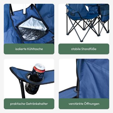 MOVAN Campingstuhl 2er Partner Anglerstuhl Campingstuhl mit Sonnenschirm und Kühlfach