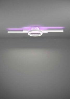 EGLO Deckenleuchte AMANDOLO, CCT - über Fernbedienung, RGB, LED fest integriert, RGB, warmweiß - kaltweiß, dimmbare Deckenlampe, Fernbedienung, Metall in Weiß, RGB Backlight