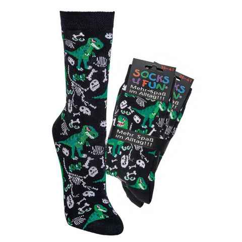 Socks 4 Fun Freizeitsocken Dino Socks 4 Fun (2 Paar, 2-Paar, 2 Paar) lustiges Design