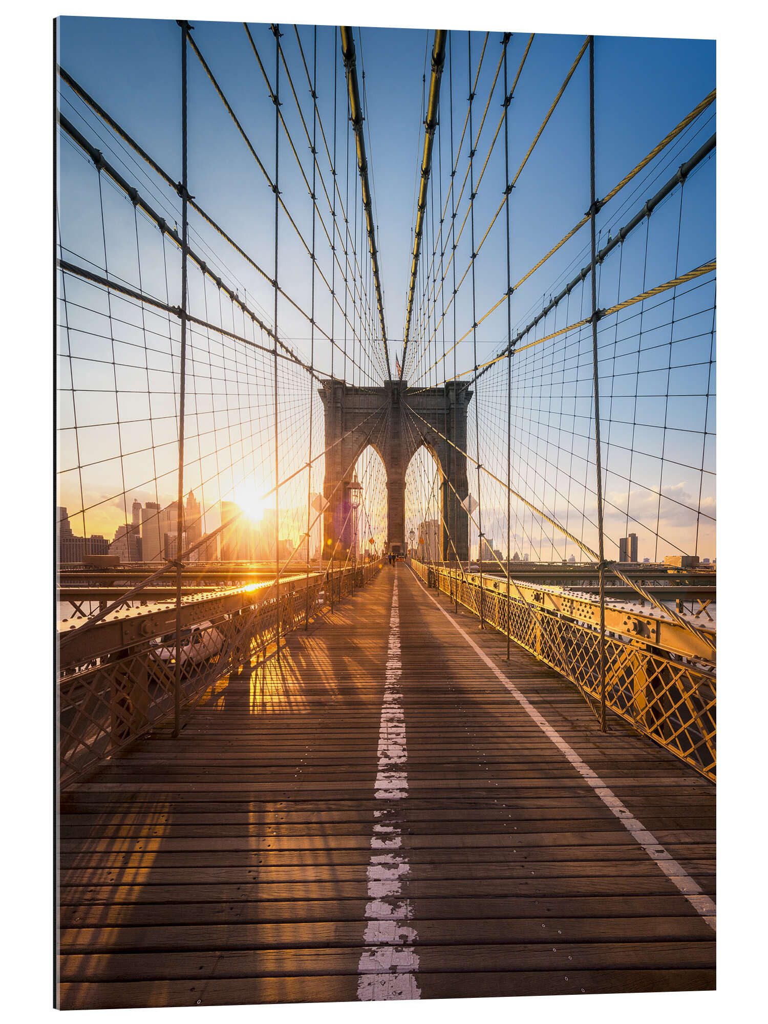 Posterlounge XXL-Wandbild Jan Christopher Becke, Brooklyn Bridge im Sonnenlicht in New York City, USA, Wohnzimmer Fotografie