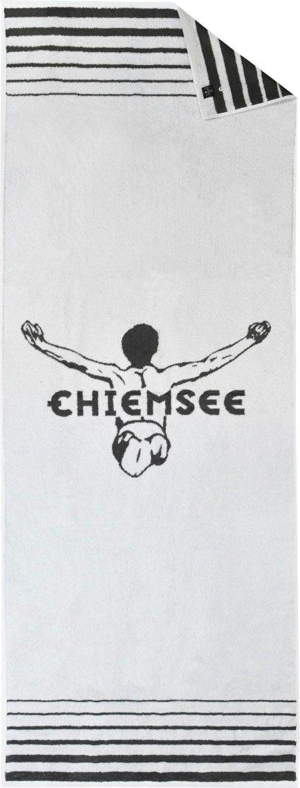 Saunatuch weiß-anthrazit (1-St), Logo Miami, Chiemsee Frottier Chiemsee