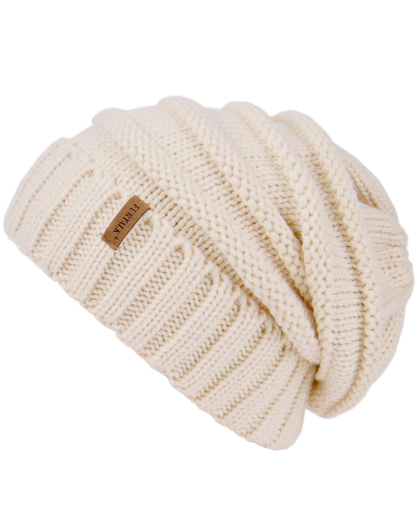 FOUORTUNATE-BEE Strickmütze Damen Wintermütze, weiche Strickmütze, locker & vielseitig tragbar (Breite Strick-Wintermütze Damen, modische, warme Mütze für Winter)