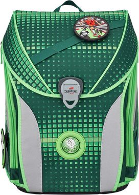 DerDieDas® Schulranzen ErgoFlex MAX, Soccer Green (Set, 5-tlg), mit 3 Buttons; enthält recyceltes Material (Global Recycled Standard)