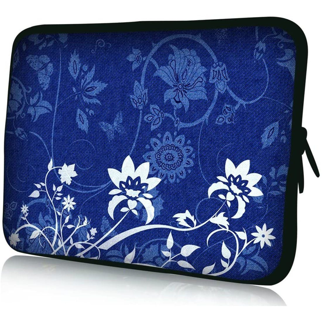 wortek Laptoptasche für bis Weiß, Blau Ranke Wasserabweisend 15,4", Laptops Blumen