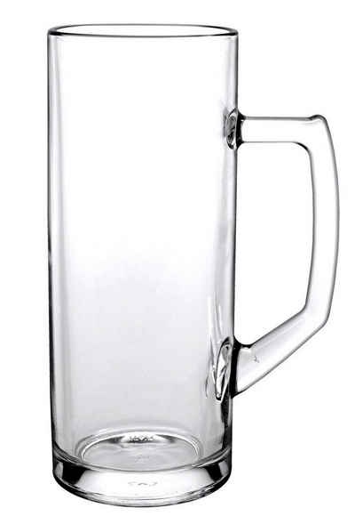 Borgonovo Bierkrug »Reno«, Glas, Bierseidel Bierkrug Bierglas 645ml mit Füllstrich bei 05l Glas transparent 6 Stück