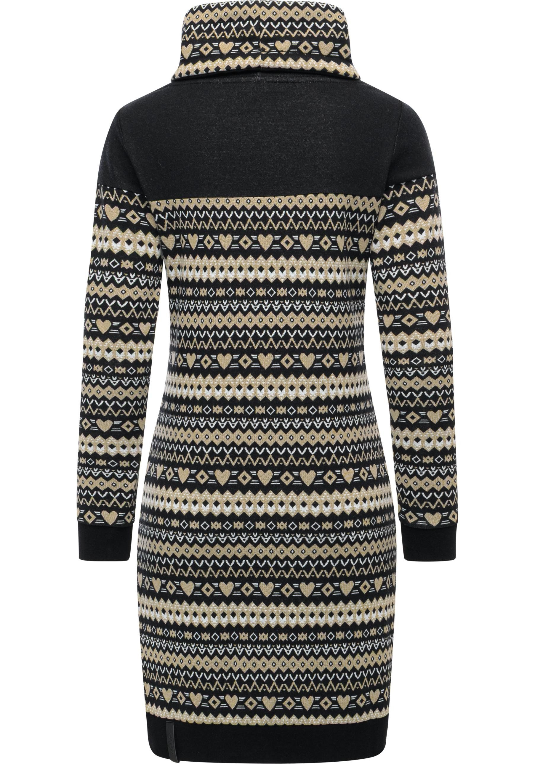 Ragwear Sweatkleid Chlloe Jacquard YOUMODO stylisches Langarmkleid mit verspieltem Print