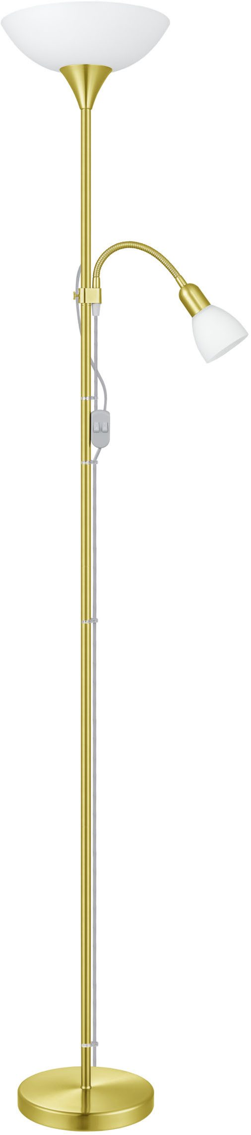 EGLO Stehlampe UP 2 Stehlampe - Stahl - E27;E14 - 1X60W;1X18W - IP20, Ein-/Ausschalter, Lesearm, ohne Leuchtmittel, Standleuchte, Leselampe, Wohzimmer, Schlafzimmer, H176,5 x Ø27,5 cm