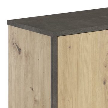 Lomadox Sideboard INDORE-10, Industrial Stil in Artisan Eiche Nb./Stahl dunkel : 163,5/91,5/40,5 cm