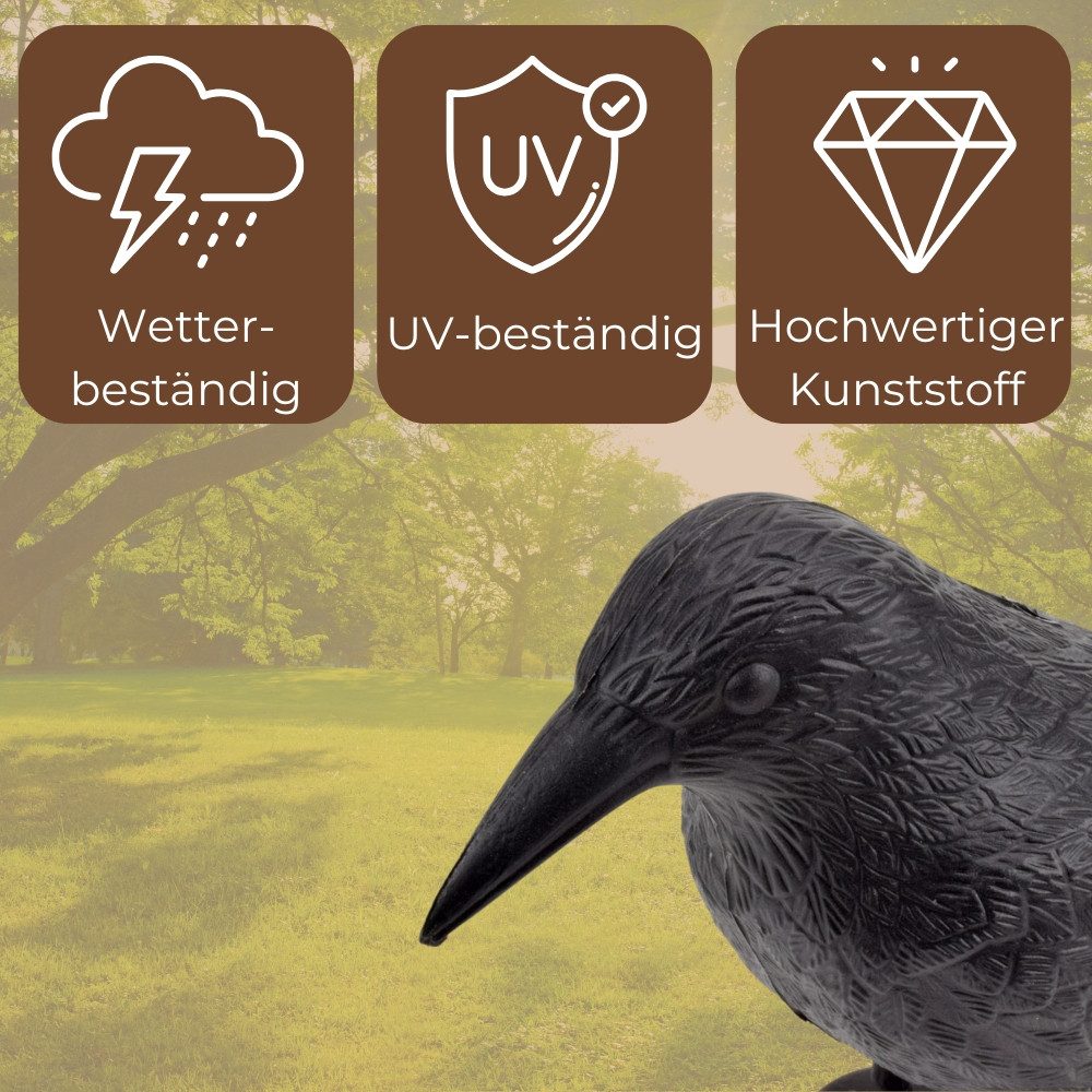 GarPet Vogel-Schreck Taubenabwehr Vogelabwehr Schwarzer Rabe Attrappe Taubenschreck Balkon – Bild 5 von 5